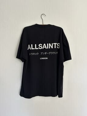 Allsaints Oversized T Shirt Black Underground Organic Cotton Mens Large